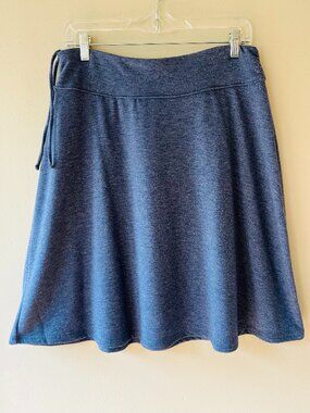 Talbots Sz M Heather Blue Pull On Skirt Mid Rise Elastic Waist Drawstring